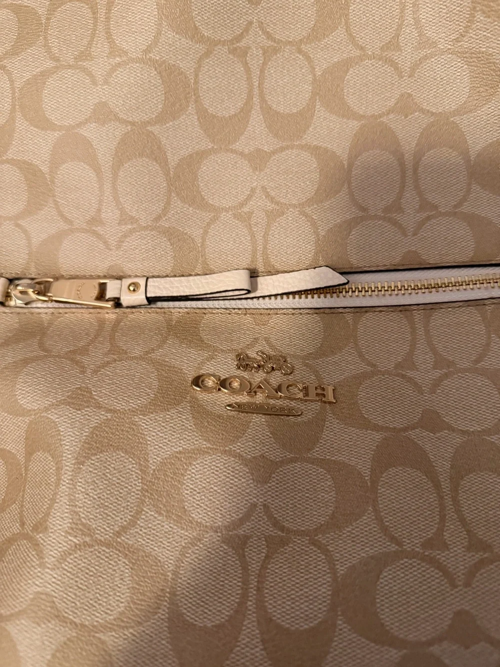 Coach Signature Logo Backpack in Beige and Cream
